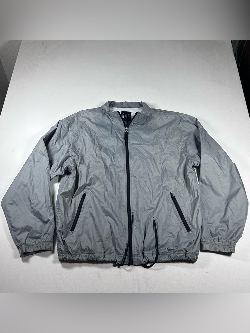 Vintage 90s Nylon Bomber Jacket Mens XL Mesh Lined Windbreaker Made Hong Kong